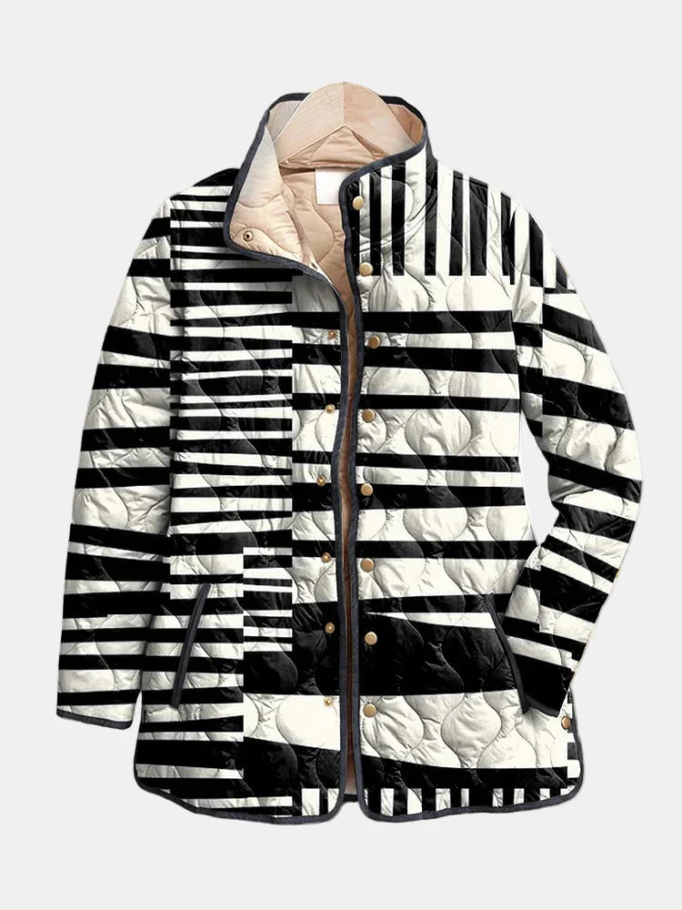 Miren – Black and White Abstract Quilted Jacket