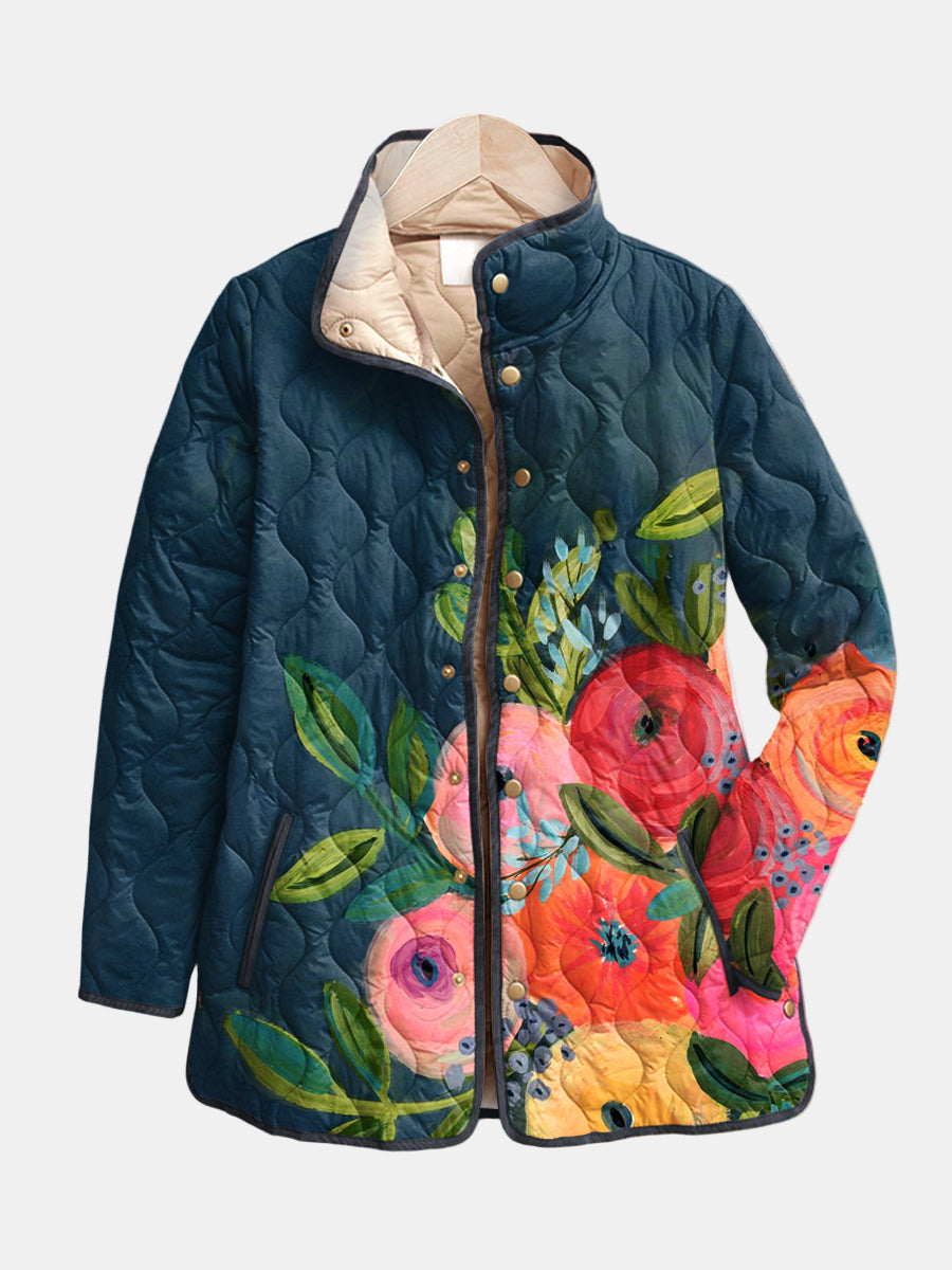 Amaya – Vintage Floral Print Quilted Jacket