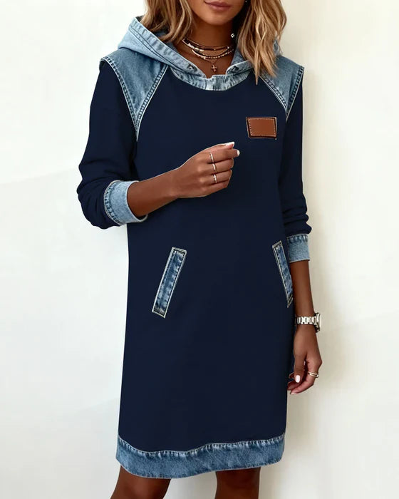 Luna – Casual Hoodie Dress with Contrast Style