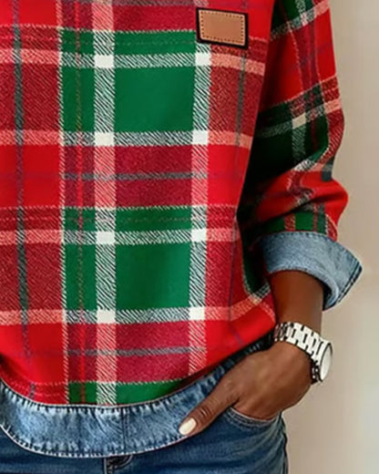 Marissa – Checkered Patchwork Sweatshirt
