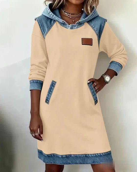Luna – Casual Hoodie Dress with Contrast Style