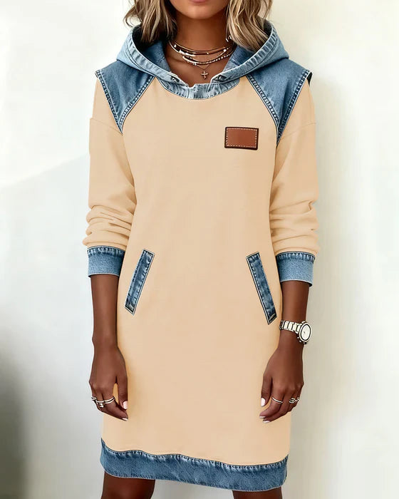 Luna – Casual Hoodie Dress with Contrast Style