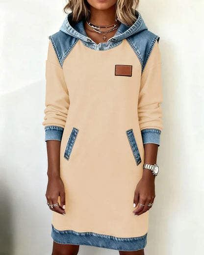 Luna – Casual Hoodie Dress with Contrast Style
