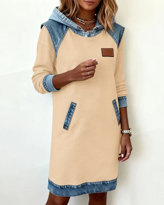 Luna – Casual Hoodie Dress with Contrast Style
