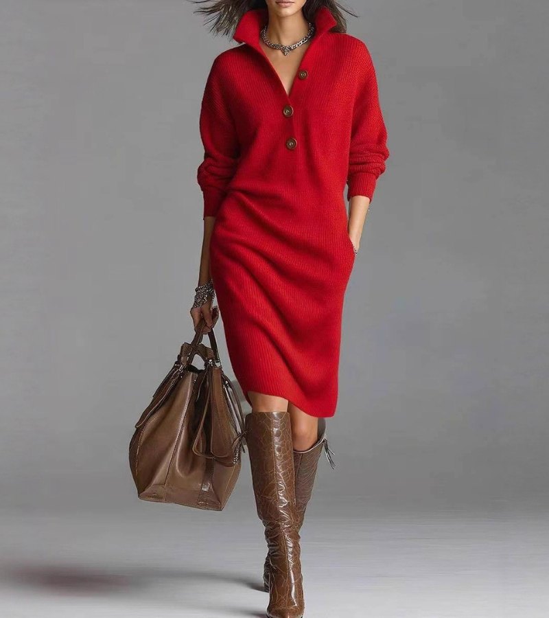 Scarlett – Elegant Winter Dress with Buttons