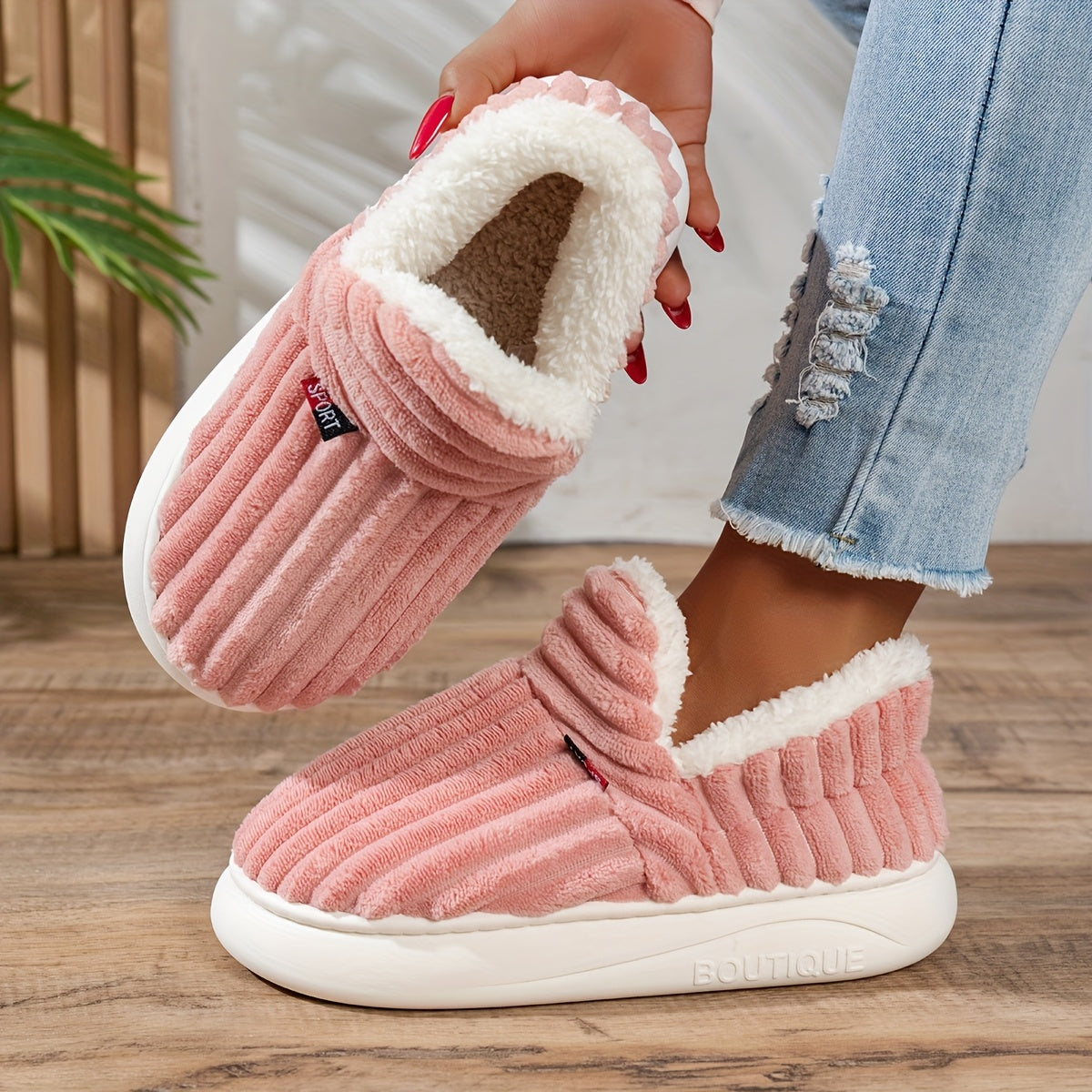 María – Zapatillas de casa de peluche