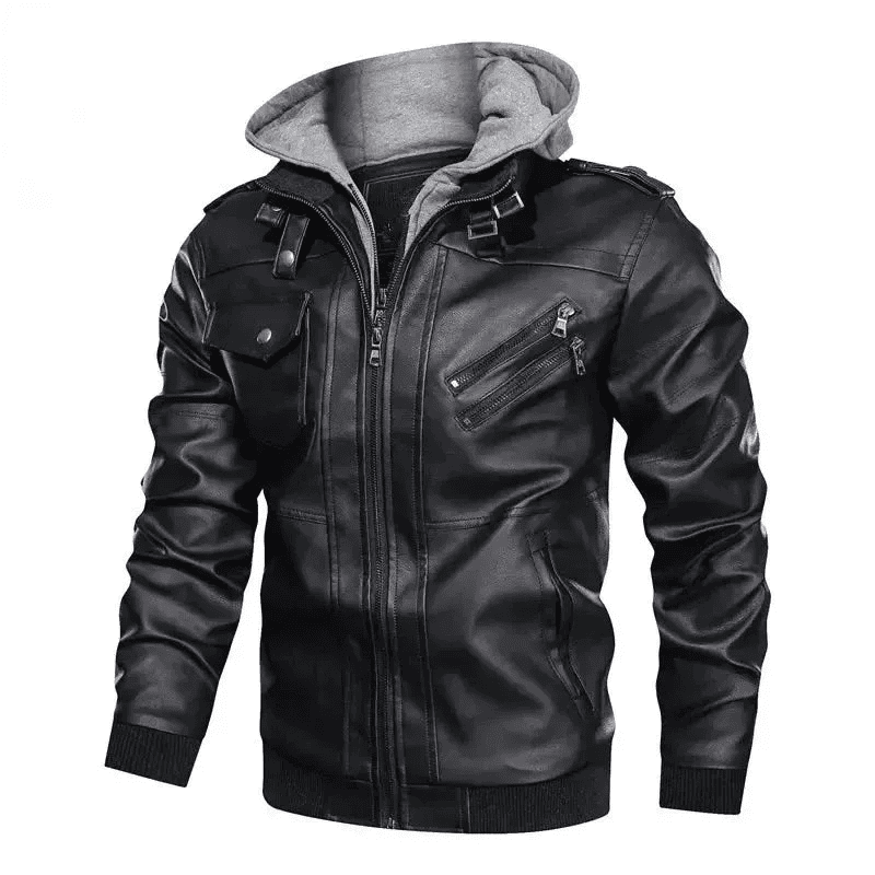 Lorenzo – Leather Jacket with Removable Hood