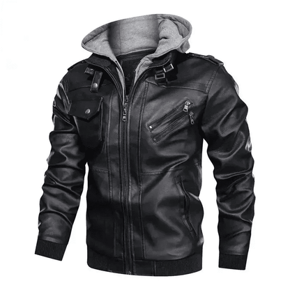 Lorenzo – Leather Jacket with Removable Hood