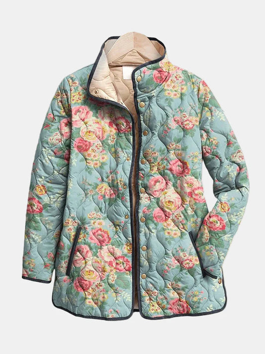 Elara – Quilted Floral Print Jacket
