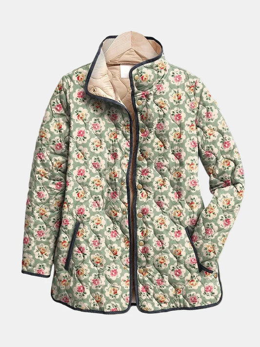 Aveline – Vintage Floral Art Print Quilted Jacket