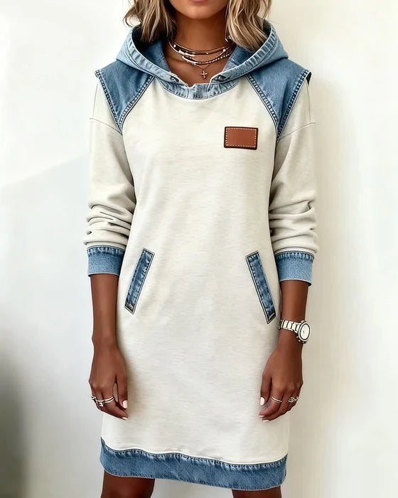 Luna – Casual Hoodie Dress with Contrast Style