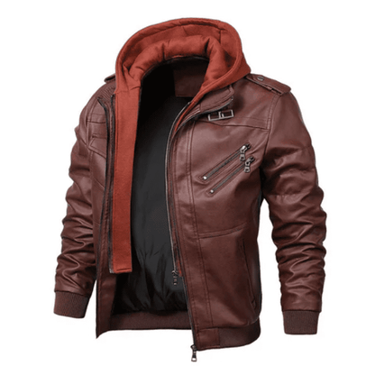 Lorenzo – Leather Jacket with Removable Hood