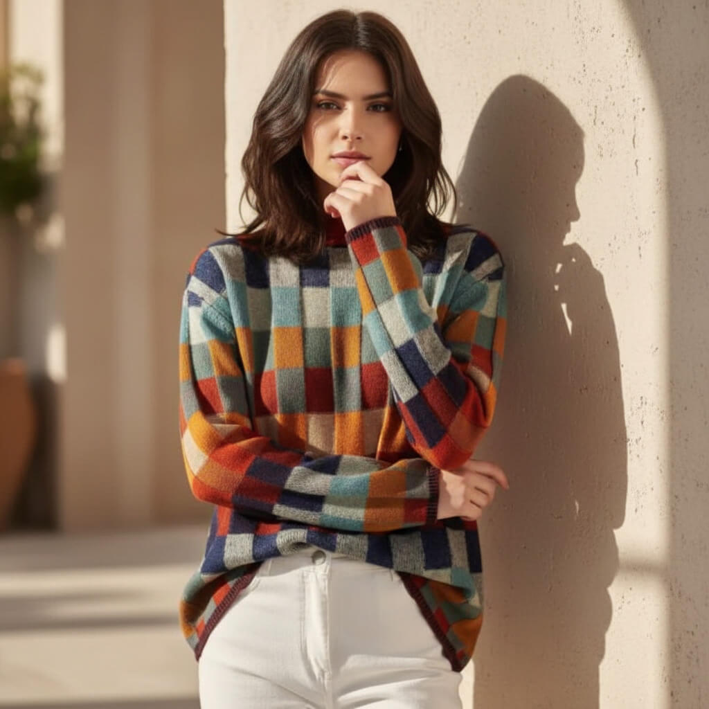 Ellie – Checkered Merino Sweater