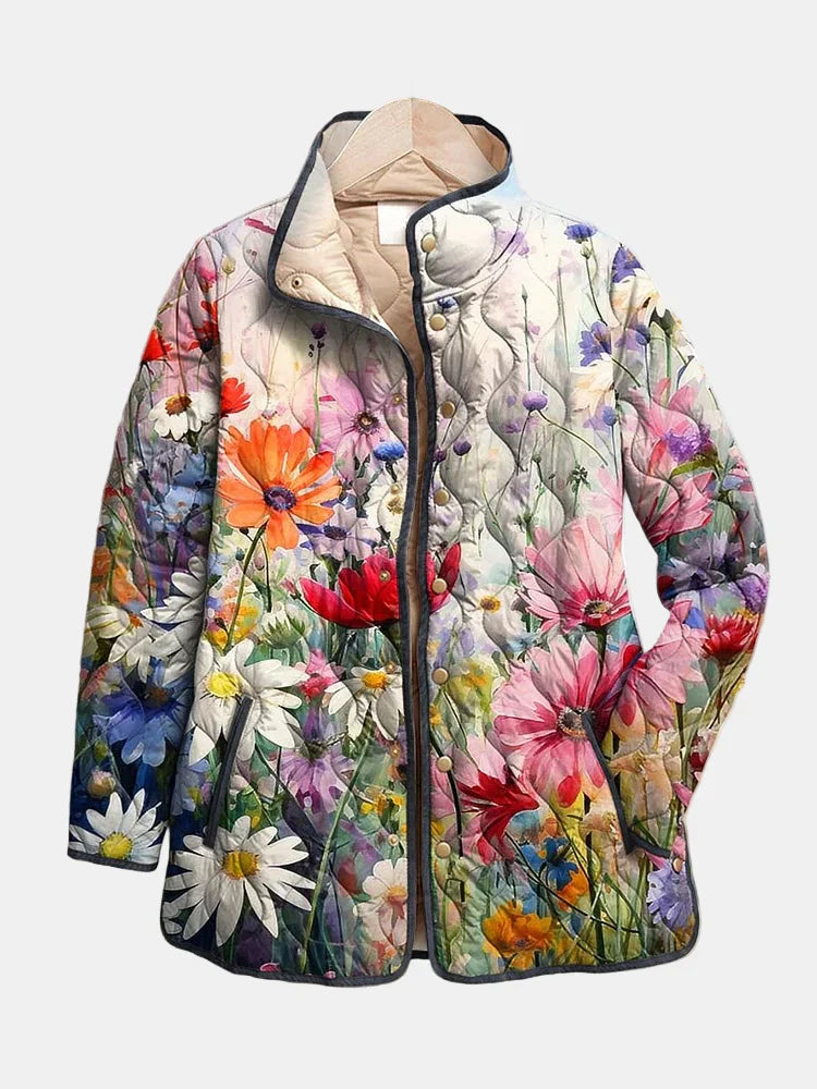 Kaia – Charming Vintage Floral Print Quilted Jacket