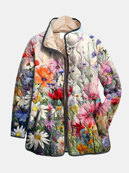 Kaia – Charming Vintage Floral Print Quilted Jacket