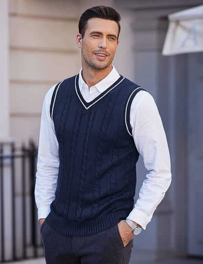 Julian – V-Neck Sleeveless Knitted Pullover Vest Sweater