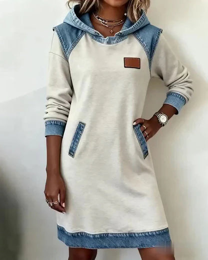 Luna – Casual Hoodie Dress with Contrast Style