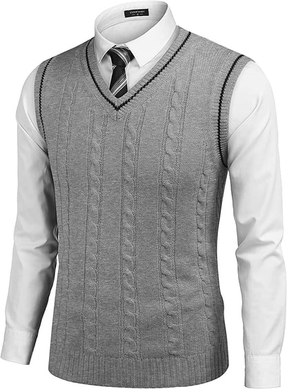 Julian – V-Neck Sleeveless Knitted Pullover Vest Sweater