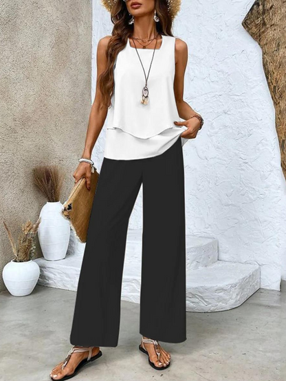 Jade - Chic Summer Set – Sleeveless Top & Wide Leg Pants