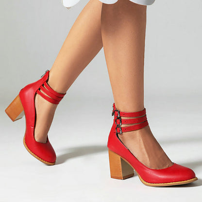 Casilda | Smooth Sandals with Ankle Strap and Thick Sole