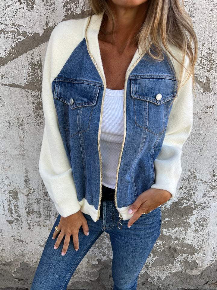 Giselle - Denim Fleece Casual Jacket