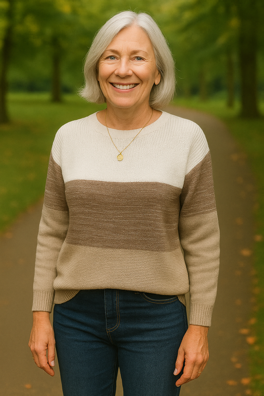 Carryle – Elegant three-color patchwork sweater