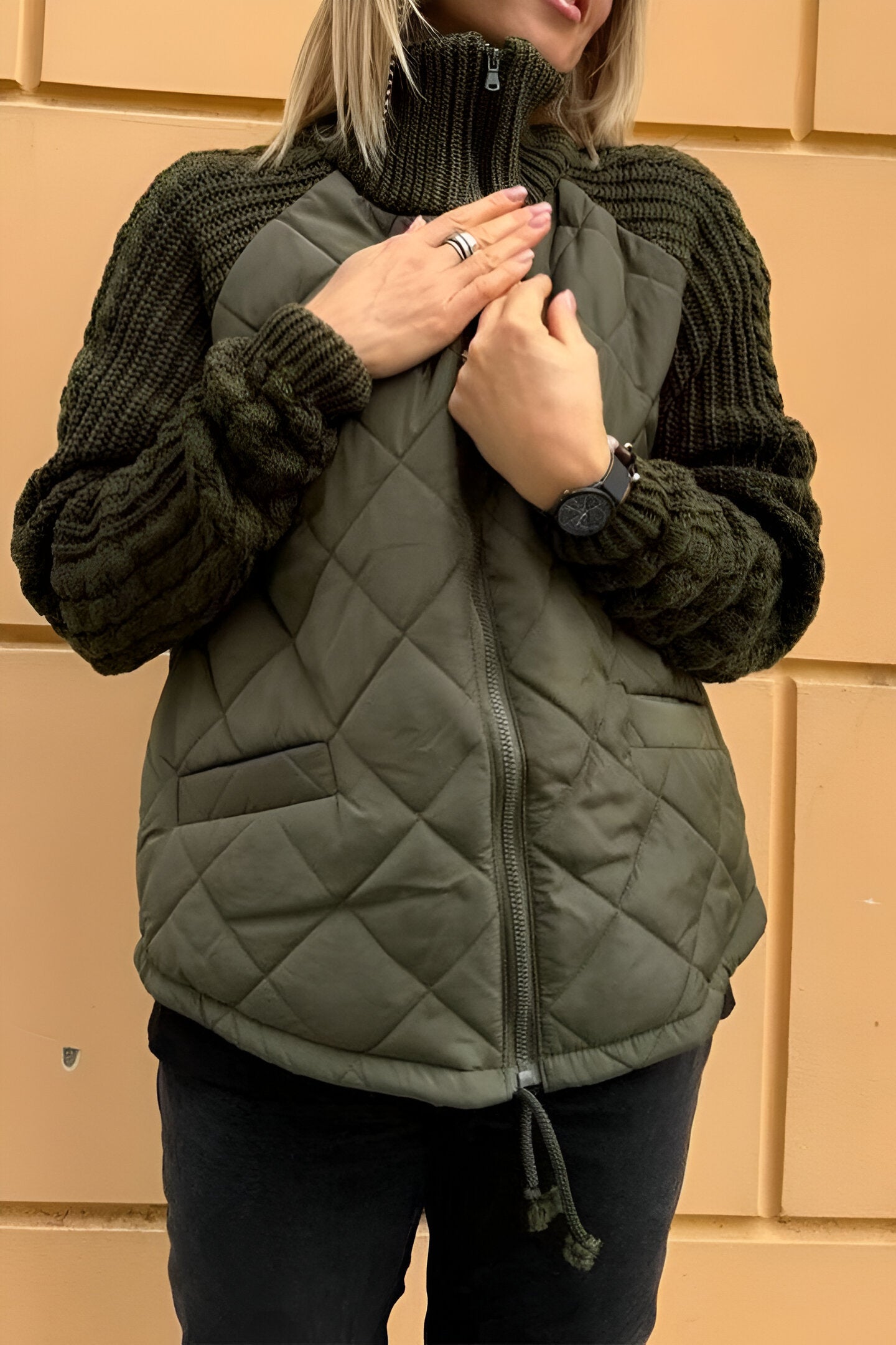 Johanna - Patchwork Knit Zip Jacket