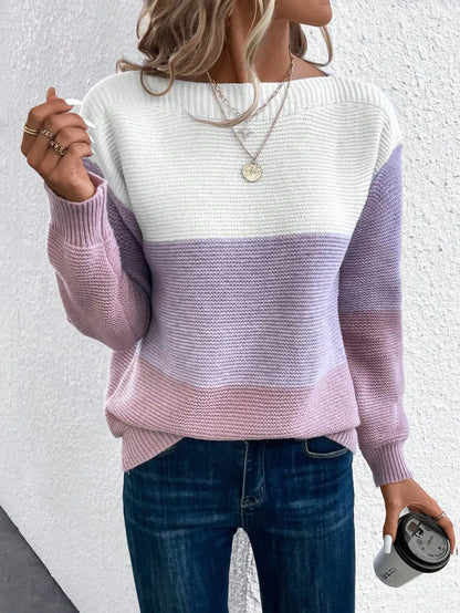 Carryle – Elegant three-color patchwork sweater