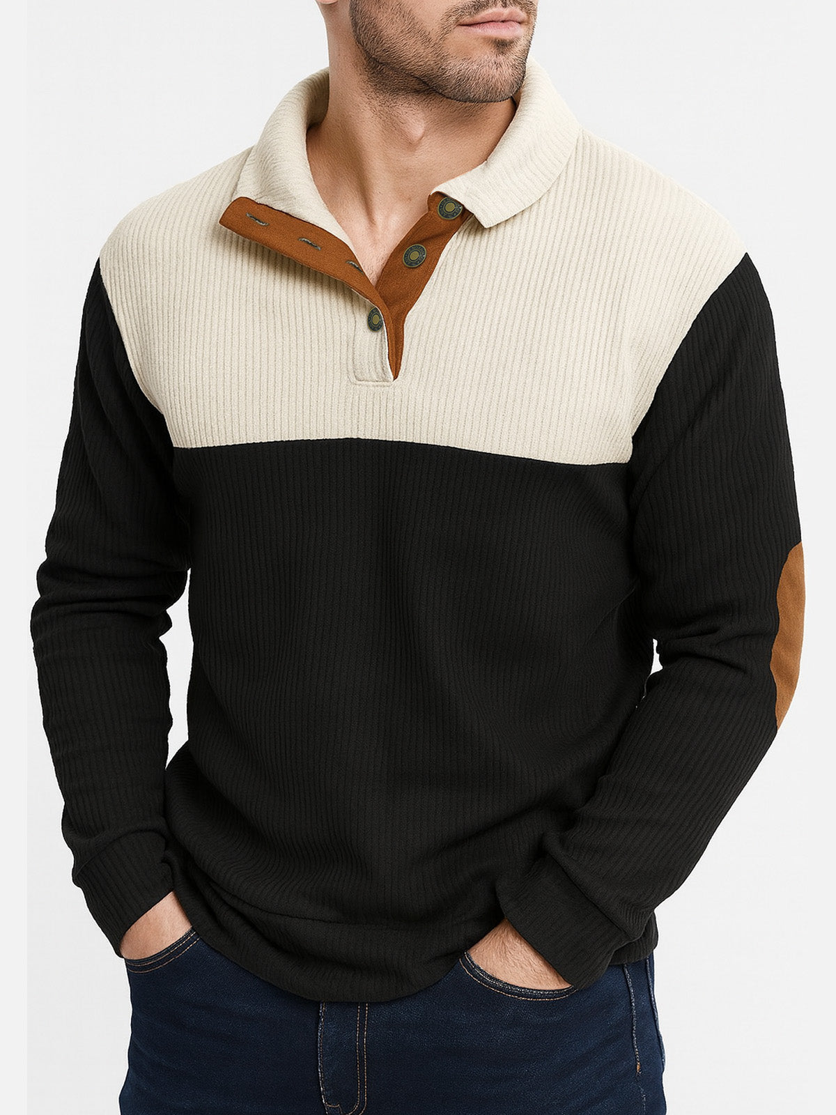 Miles – Colorblock Henley Pullover Sweater