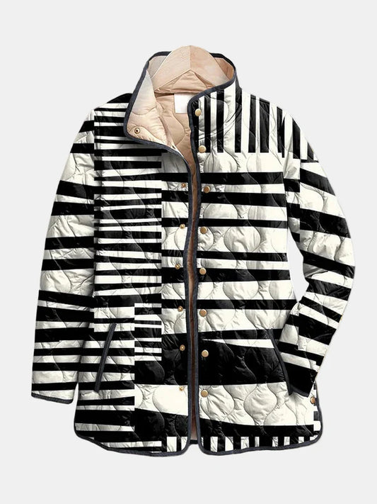 Miren – Black and White Abstract Quilted Jacket