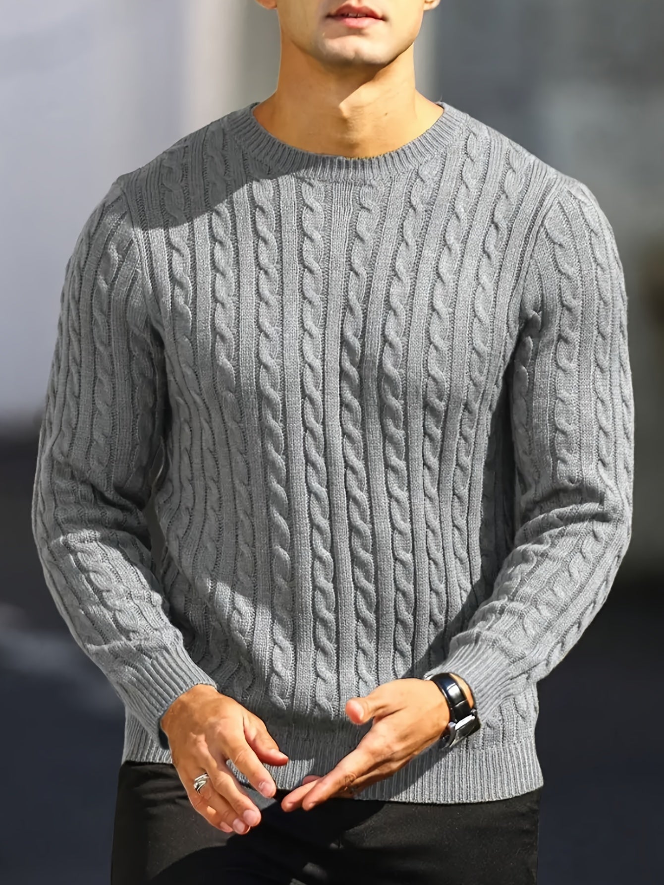 Maximilian – Crew Neck Cable Knit Sweater