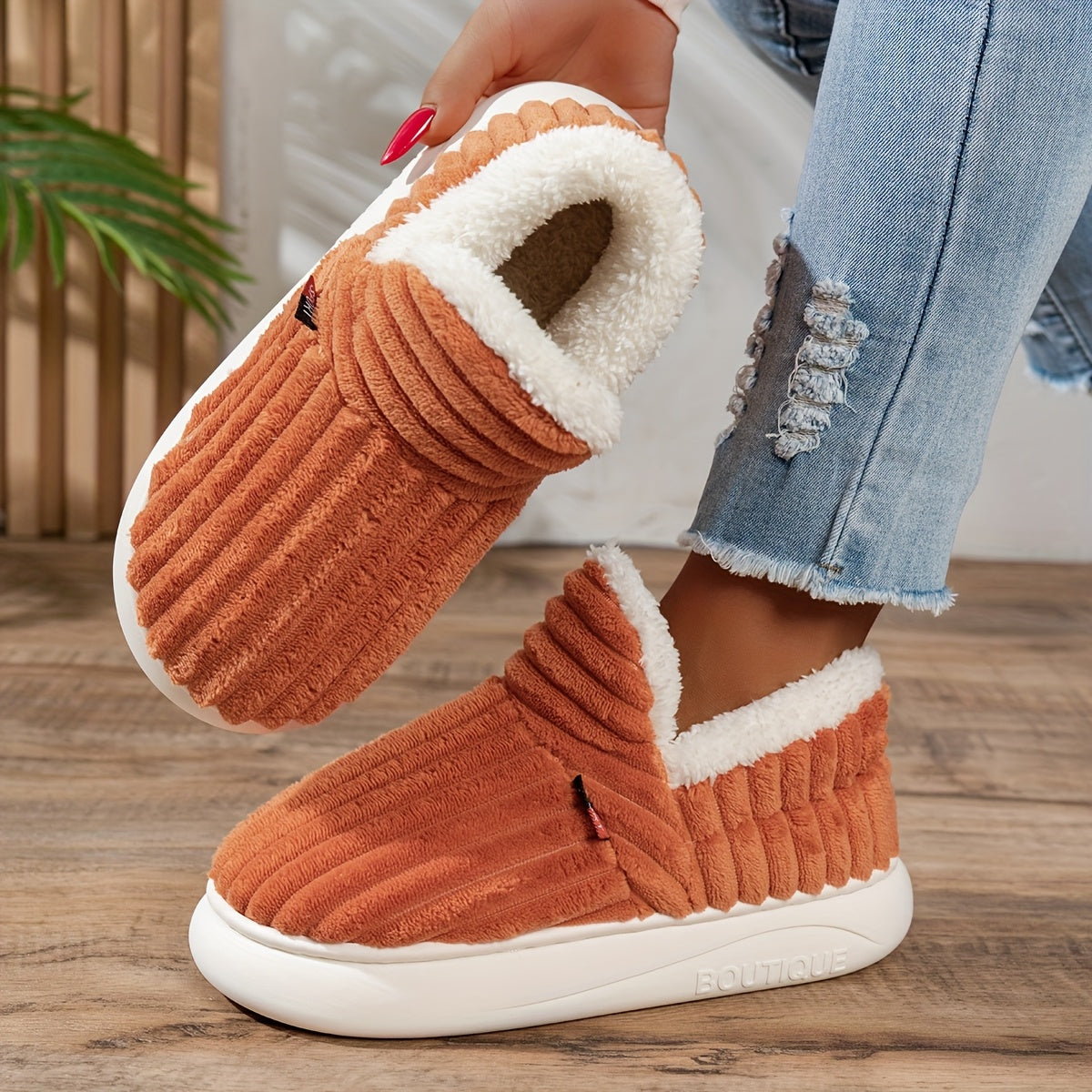 María – Zapatillas de casa de peluche