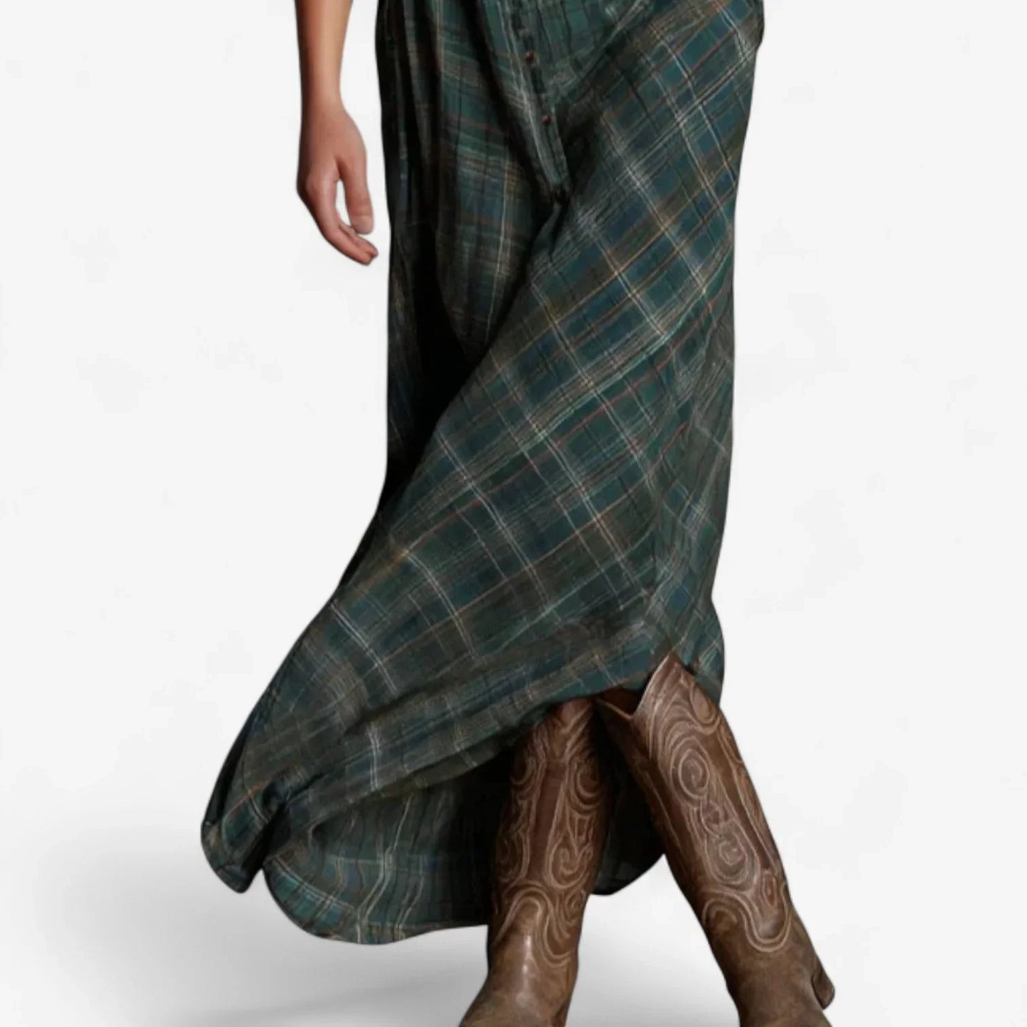 Rosa – Vestido Camisero de Cuadros Esmeralda