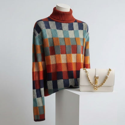 Ellie – Checkered Merino Sweater